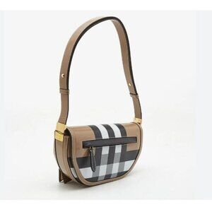 BURBERRY Check patent Olympia shoulder bag - Beige/Camel